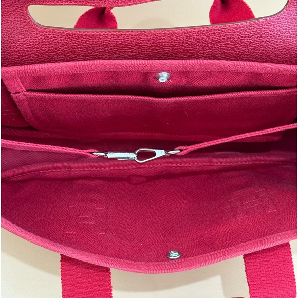 HERMES VINTAGE Valparaiso PM Long Handbag Toile Chevron Red Ladies Handbag - Picture 9 of 16